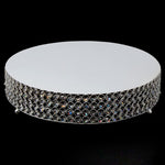 Silver 4”Hx13.75”D Crystal round metal cake stand