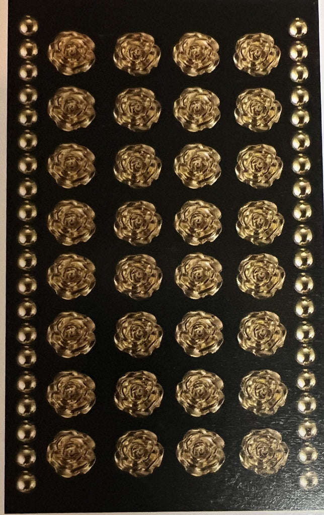 2 Pack  Gold Floral Trim Rhinestone Stickers, Self Adhesive