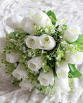 18"White Rose Bush Head Closed - Party and floral