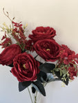 20" 6 Burgungy Deluce cabbage Rose Heads - Party and floral